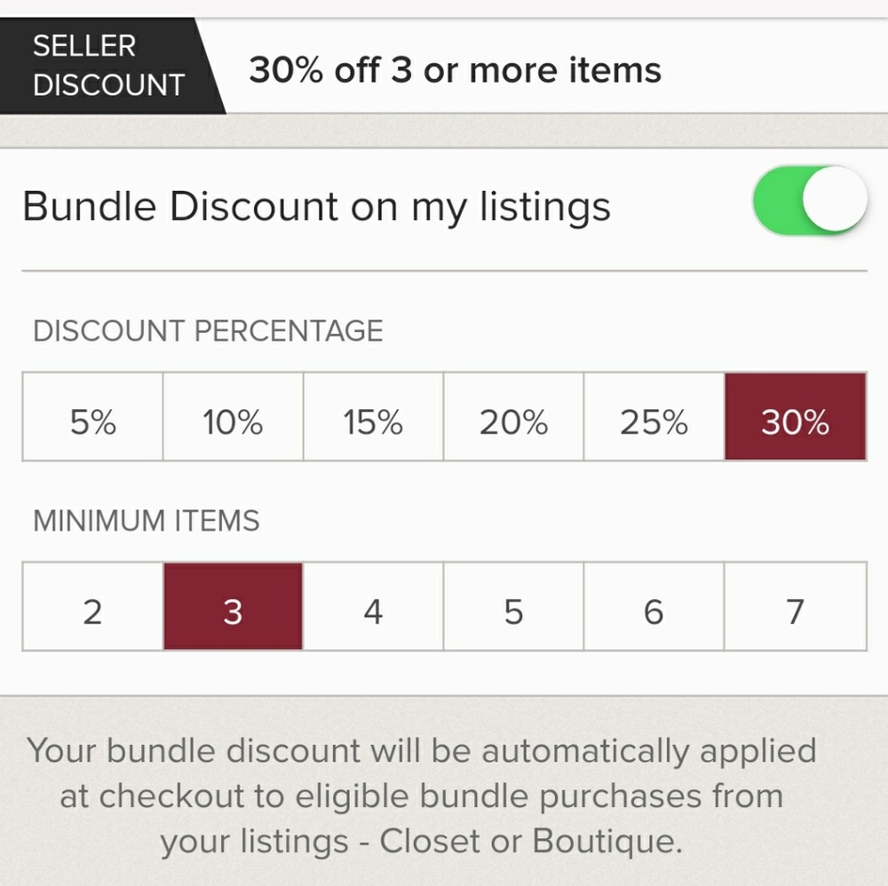 Buy 3 items and receive 30% off.